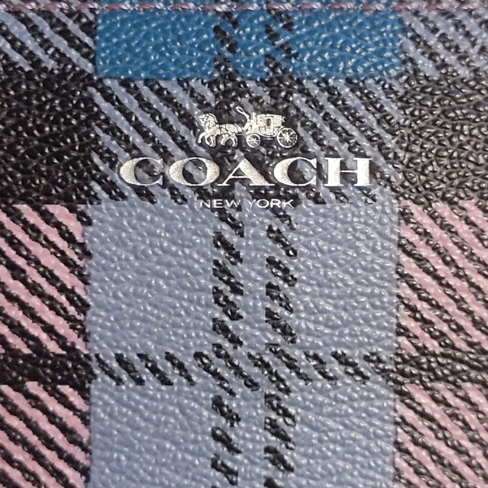 Coach Accordion Zip Wild Plaid Print Wallet Coated Canvas F23455 - Picture 6 of 16